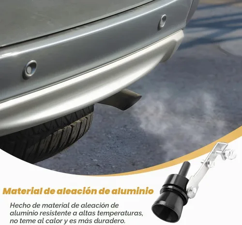 Vista 3 de 2 piezas de simulador de silbato de sonido turbo, resonador de válvula de soplado de aleación de aluminio para escape de auto, silbato de cola
