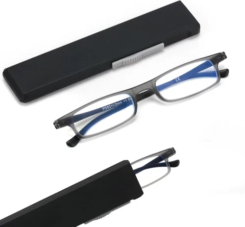 Vista 12 de Lentes de lectura plegables ultraligeros para mujeres y hombres, TR90, bloqueo de luz azul, anti UV, fatiga ocular, plegables, compactos, Negro