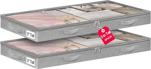 Vista 12 de punemi Contenedores de Almacenamiento Debajo de la Cama, Organizador de Almacenamiento de Ropa Debajo de la Cama de Bajo Perfil de 4.5 Pulgadas