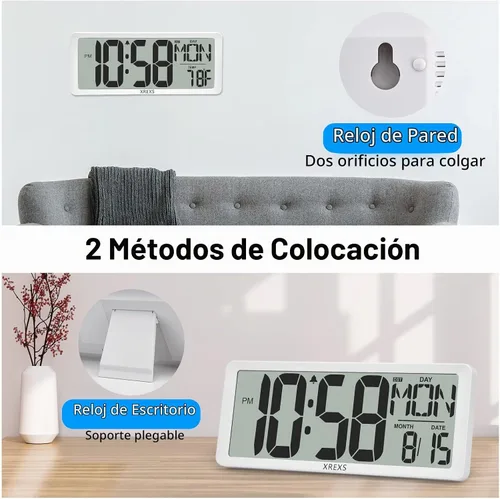 Vista 7 de XREXS Reloj de pared digital de 14.17" con retroiluminación