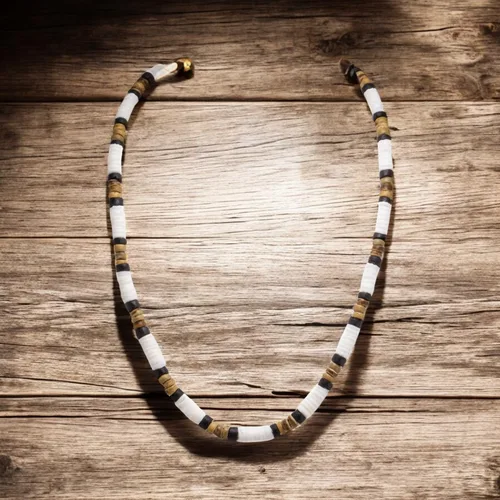 Vista 8 de BlueRica Collar de cuentas de concha de coco y puka (18")