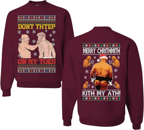 Vista 47 de wild custom apparel Merry Chrithmith Kith My Ath suéter feo de Navidad divertido con cuello redondo sudadera Negro
