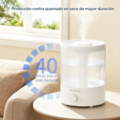 Vista 4 de MegaWise Humidificadores de niebla fría de recarga superior saludable para dormitorio, vaporizador de aire ultrasónico de 24 dB con filtro de agua