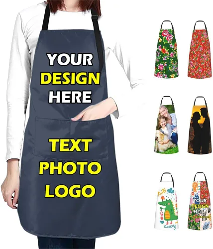Vista 20 de Delantales impermeables personalizados para diseñar tu propia imagen, logotipo, texto, añadir fotos, delantal para cocinar hornear, 33 x 27.5