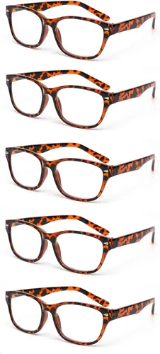 Vista 9 de Paquete de 5 lentes de lectura con marco de plástico estilo retro para hombres y mujeres