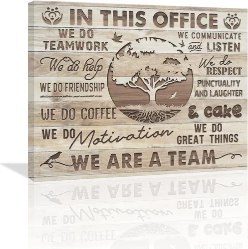 Vista 21 de At In This Office - Arte de pared inspirador para oficina, citas motivacionales, imágenes, lienzo, arte de pared con texto en inglés, We Are A Team