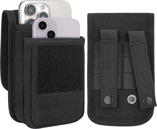 Vista 10 de Urvoix(TM) Bolsa Army Camo Molle negra para funda para celular tamaño L para llevar en el cinturón