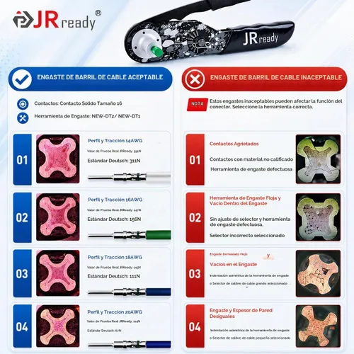 Vista 5 de JRready DW5007-02 - Kit de conectores Deutsch, conectores eléctricos automotrices DT de 2, 3, 4, 6, 8 y 12 pines, herramienta de crimpado Deutsch