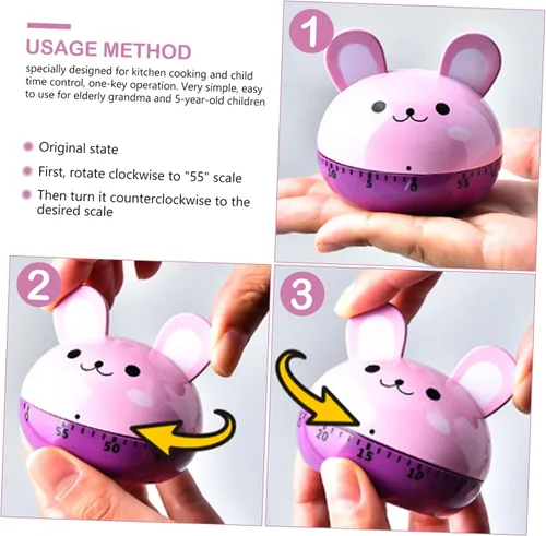 Vista 7 de PRETYZOOM Temporizador de dibujos animados Reloj decorativo de cocina para niños, temporizador giratorio para niños pequeños, cronómetro digital