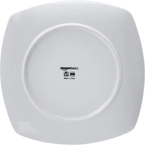 Vista 3 de Amazon Basics - Juego de vajilla de cocina de 18 piezas (platos y tazones cuadrados), servicio para 6 - Rayas modernas