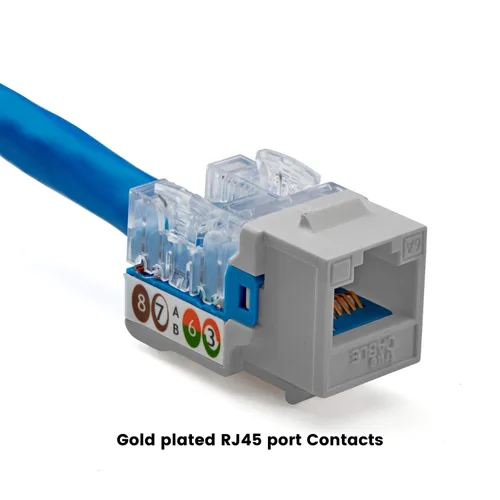 Vista 120 de TRUE CABLE Conector Keystone Cat5e, sin blindaje (UTP), perforado de 90 grados, PoE++ (4PPoE) 100W, certificación UL, verificado ETL, certificado