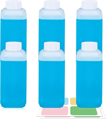 Vista 14 de DEMORA Botellas de viaje pequeñas de plástico cuadradas de 4 onzas, recipientes reutilizables a prueba de fugas con tapas y calcomanías
