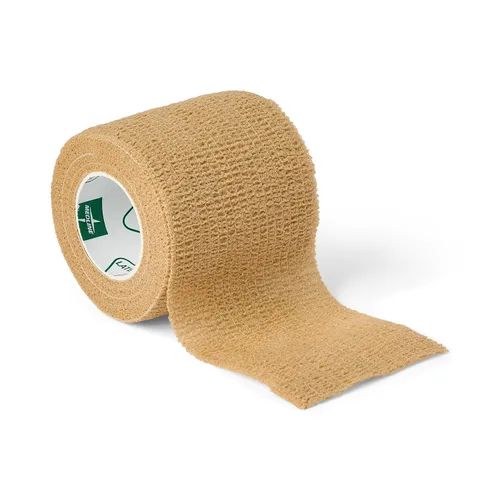 Vista 2 de Medline Vendajes cohesivos autoadherentes de látex no estériles, bronceado, 1" x 5 yardas, (1.0 in x 15.1 ft), paquete de 30
