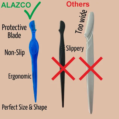 Vista 3 de ALAZCO Afeitadora de precisión para cejas, herramienta de dermaplaning exfoliante facial, piel de melocotón, retoque de cejas, moldeador de labios