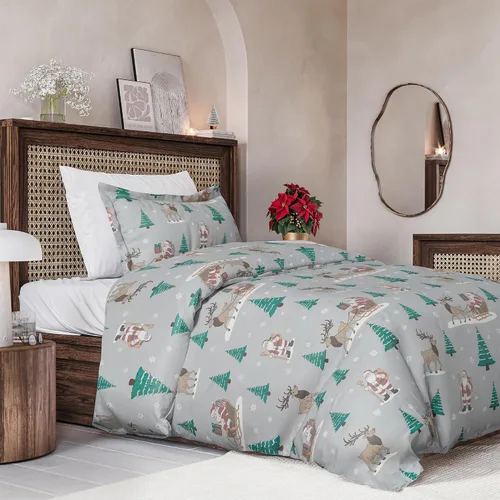 Vista 16 de Juego de funda de edredón de Navidad tamaño individual, funda de edredón extra suave con 1 funda de almohada, ropa de cama navideña con cierres