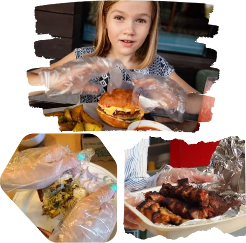Vista 6 de HYGYNX Disposable Table Top Poly Gloves, Individually Wrapped Gloves Food Handling Gloves, Dining Gloves