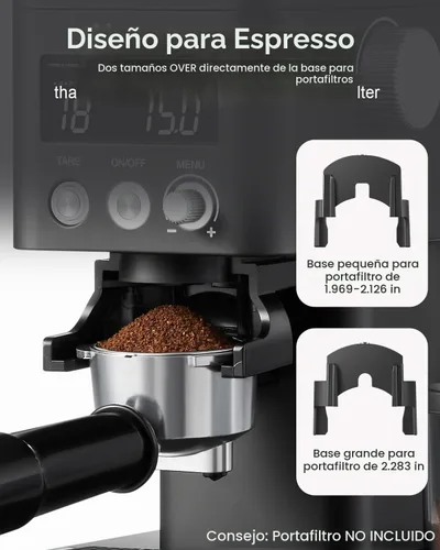 Vista 7 de Molinillo de café eléctrico con rebabas cónicas MOKKOM con escala de café