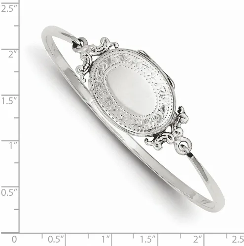 Vista 2 de FJC Finejewelers Brazalete con medallón de plata de ley (muñeca de 7 pulgadas), Metal, no conocido