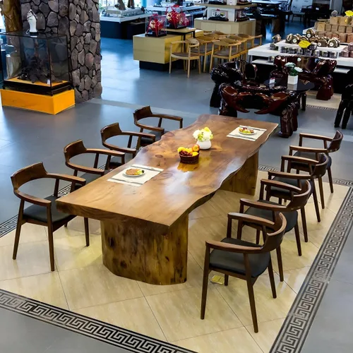 Vista 3 de LAKIQ Escritorio de madera maciza para oficina en casa, mesa rectangular para estación de trabajo, mesa rectangular rústica para sala de Mesa de 2