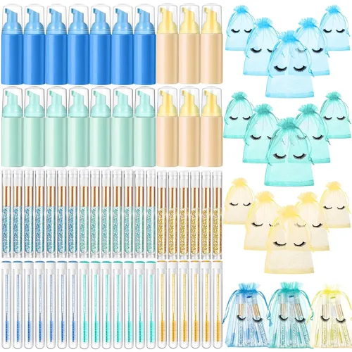 Vista 9 de Zhehao Kit de 80 Piezas de Cepillos para Botellas de Champú de Pestañas, 20 Dispensadores con Bomba de Espuma, 20 Cepillos de Champú para Pestañas