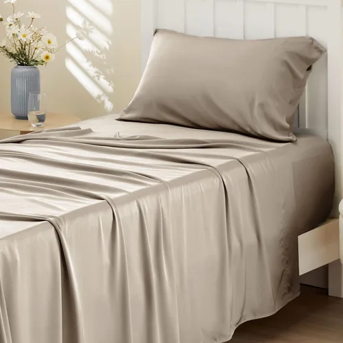 Vista 43 de Bedsure PureWoven 100% rayón derivado de bambú, sábanas de cama individual, 3 piezas