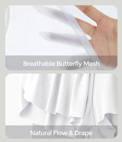 Vista 3 de IUGA Pantalones cortos deportivos para mujer, de cintura alta, con diseño de mariposa, con vuelo, para correr, entrenamiento, tenis, con bolsillos