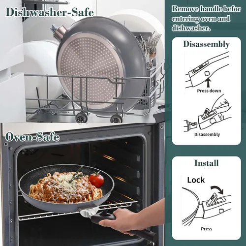 Vista 6 de ARC Advanced Royal Champion Sartén antiadherente, sin PFOA, sartén con tapa, sartén antiadherente para lavavajillas y horno, apta para todas