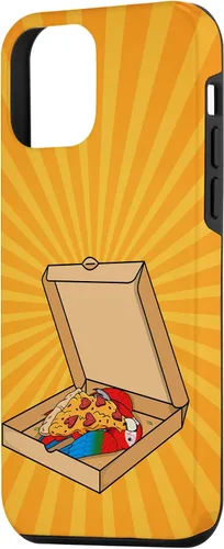 Vista 2 de Caja de pizza para iPhone 12 mini Parrot I Kawaii Food I Funda de guacamayo de alas verdes