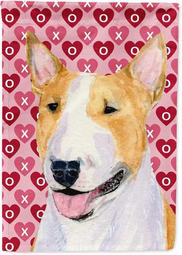 Vista 97 de Caroline's Treasures SS4484GF Bandera de jardín con diseño de bulldog inglés y corazones para el Día de San Valentín, bandera decorativa para patio