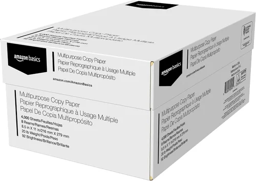 Vista 5 de Amazon Basics Papel de impresora multiusos, estuche de 10 resmas y papel de impresora de copia multiusos, estuche de 8 resmas y carpetas de archivos