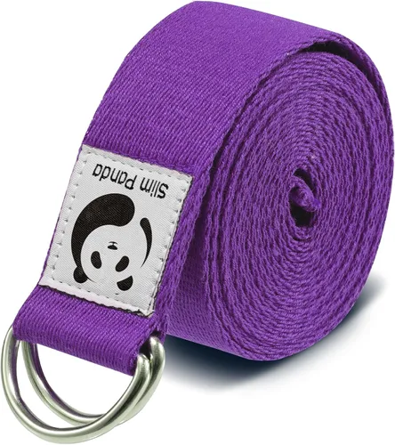 Vista 14 de Correa de yoga Slim Panda para estiramiento, Correa de yoga de algodón con hebilla ajustable en forma de D, Correa de yoga no elástica para pilates