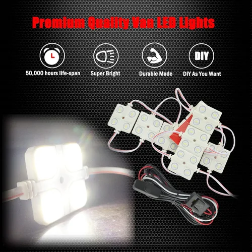 Vista 7 de Kit de luz LED interior Ampper, para furgoneta, Blanco