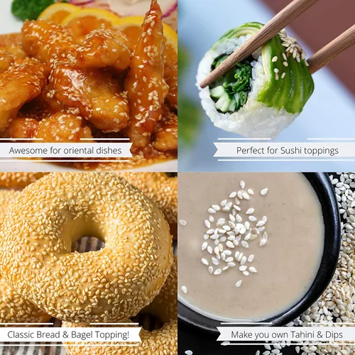 Vista 2 de It's Delish - Semillas de sésamo blanco gourmet (cascarillas) – Bolsa a granel de 12 onzas – Tamaño premium de sésamo entero para restaurante