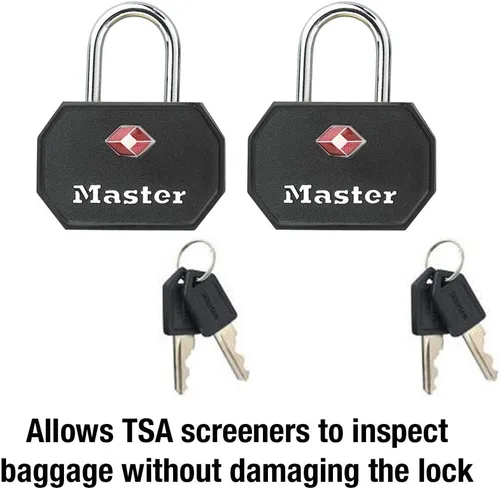 Vista 3 de Master Lock 4681TBLK - Candado de equipaje aprobado por la TSA con llave, paquete de 2, varios