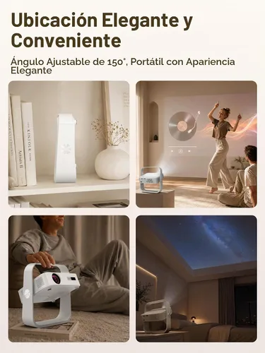 Vista 7 de Smart Projector Native 1080P Aplicación incorporada con WiFi 6 y Bluetooth Blanco