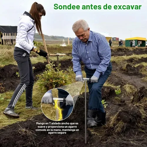 Vista 4 de Varilla de Sonda de Suelo, Varilla de Sonda de Tanque Séptico de 32"-48", Sonda de Tubería Beseetop Hecha de Acero Inoxidable con Mango en T Aislado