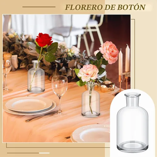 Vista 4 de Lallisa 54 piezas 8 centímetros Jarrones pequeños de vidrio en brote a granel, jarrones mini de flores para centros de mesa, botellas de vidrio
