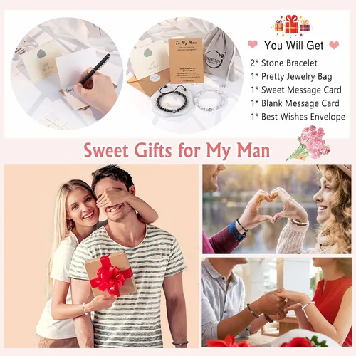 Vista 6 de UNGENT THEM Pulseras con texto en inglés "I Love You" en 100 idiomas para parejas, regalos para mis hombres, novio, novia, marido, mi amor, alma