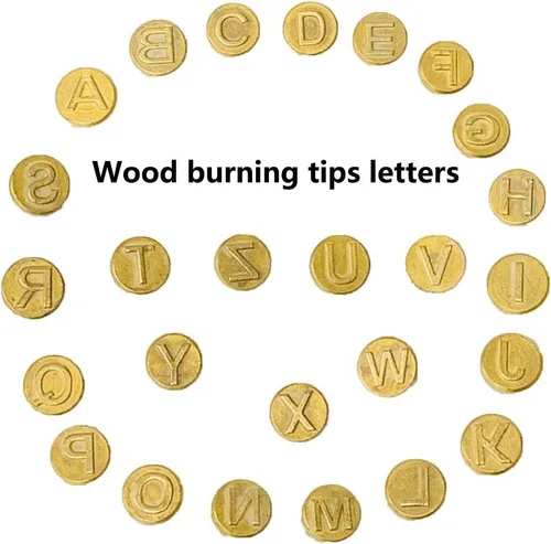 Vista 2 de Letras de madera para quemar madera, letras mayúsculas y juego de personalización para madera y otras superficies (cobre)