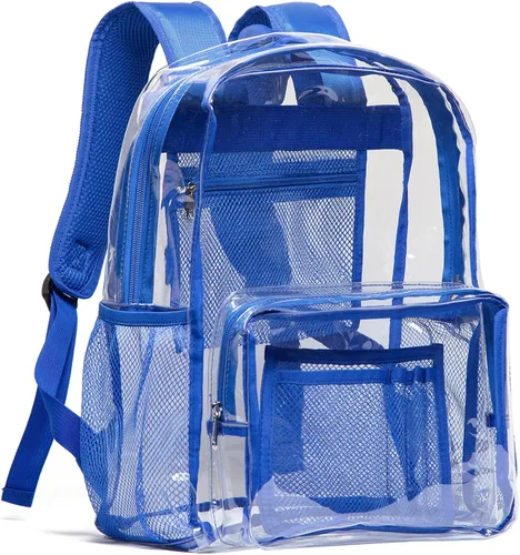Vista 14 de Vorspack Mochila Clara Transparente - Mochila Transparente de PVC de Servicio Pesado See Through para Universidad y Lugar de Trabajo Negro