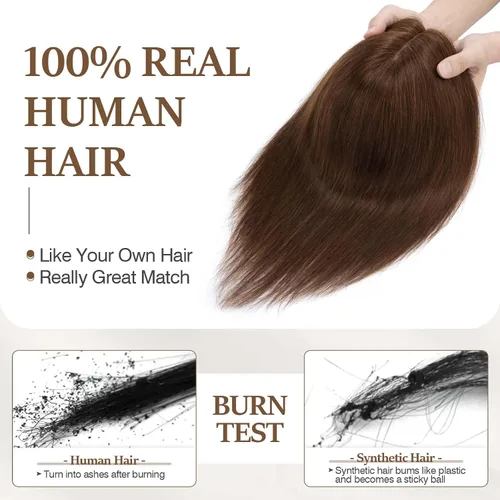 Vista 135 de Rich Choices Pelucas con topper de cabello para mujeres, cabello humano real 100% Remy, sin flequillo, para mujeres con adelgazamiento en la parte