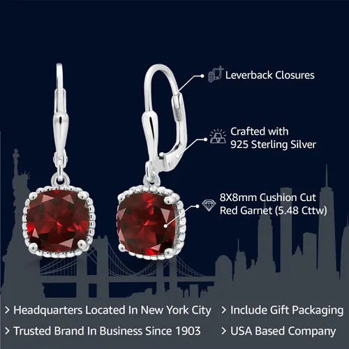 Vista 18 de Gem Stone King Aretes colgantes de plata de ley 925 de 0.315 pulgadas para mujer