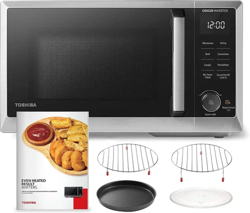 Vista 9 de TOSHIBA Combo de freidora de aire con horno de microondas inversor para encimera, serie MASTER, asado, convección, combinación rápida, incluso