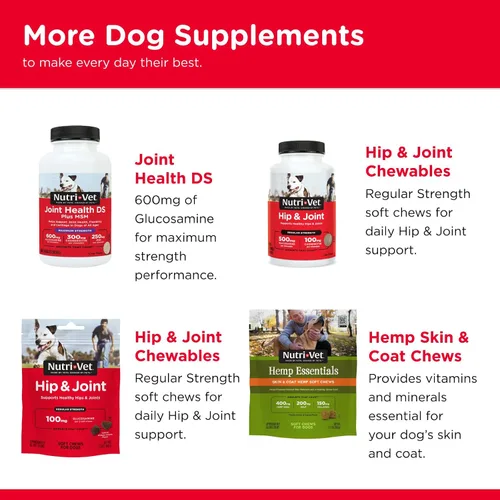 Vista 6 de Nutri-Vet Galletas de cadera y articulaciones para perros, suplemento de movilidad de razas grandes, 300 mg de glucosamina por golosina para perros