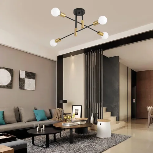 Vista 3 de Lámpara de techo moderna Sputnik 4 luces, lámpara de techo creativa semiempotrada para dormitorio, sala de estar, cocina, comedor