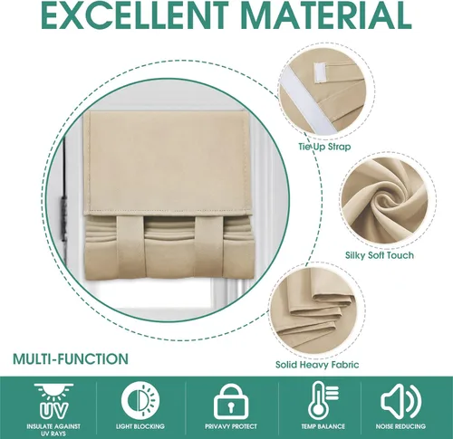 Vista 4 de HOMEIDEAS Cortinas Opacas para Puerta, Cortinas de Privacidad para Puerta Delantera para Ventana Pequeña y Sombras Laterales, Cubierta de Ventana