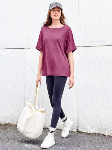 Vista 6 de Camiseta de gran tamaño para mujer, holgada, de manga corta, casual, para verano