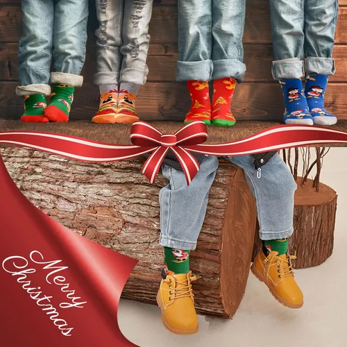 Vista 7 de Dsia Zamur Calcetines de cuello redondo para niños y niñas, paquete de 4 a 6 + caja de regalo, novedosos calcetines de pantorrilla coloridos