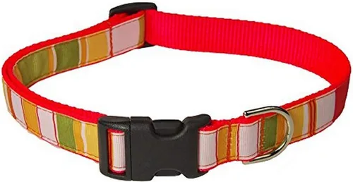 Vista 8 de Collar de perro con estampado a rayas Morado/Multi 10-14 pulgadas, pequeño Púrpura/Multi