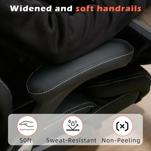 Vista 5 de Silla de oficina grande y alta de 700 libras, silla de escritorio ejecutiva resistente con soporte lumbar inflable, asiento acolchado extra ancho